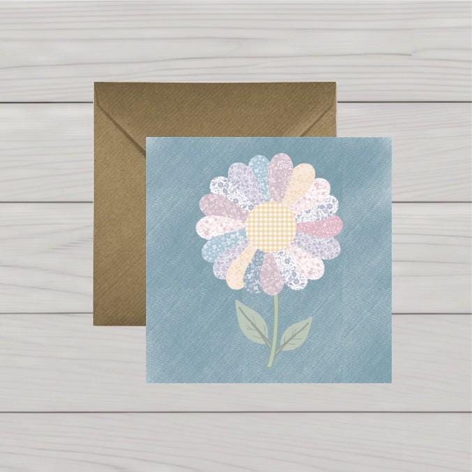 Patchwork daisy notecard