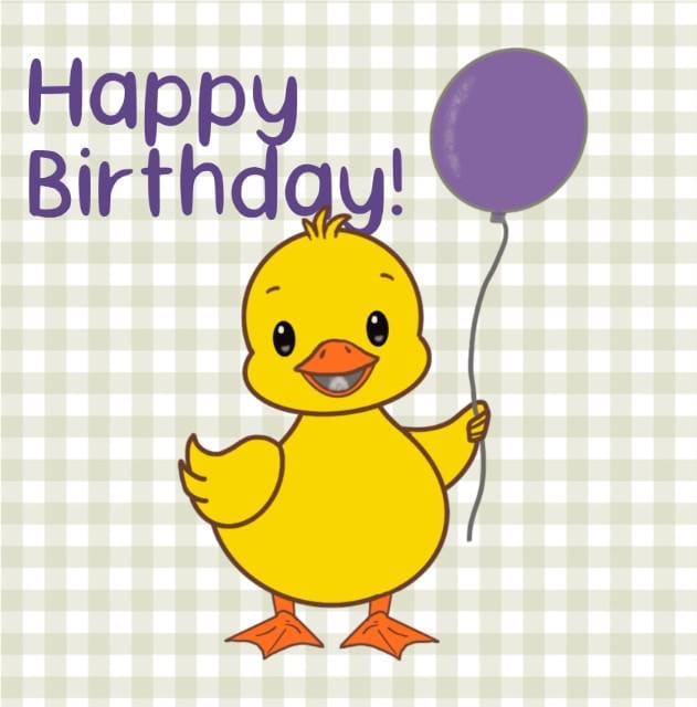 Yellow duckling birthday card