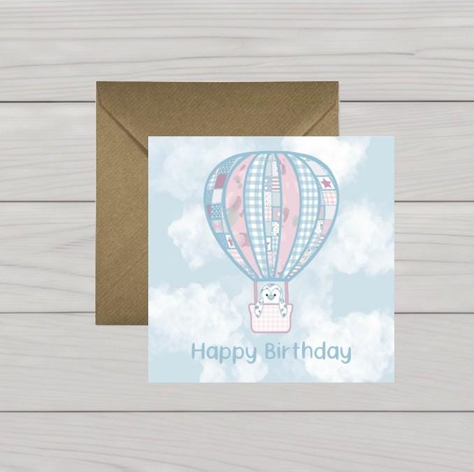 Aeronaut penguin birthday card