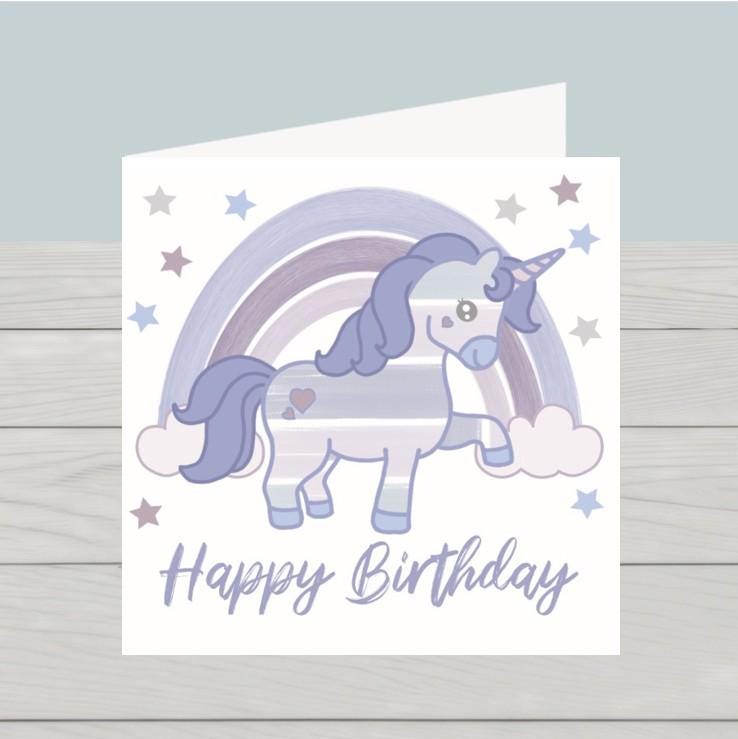 Rainbow unicorn birthday card