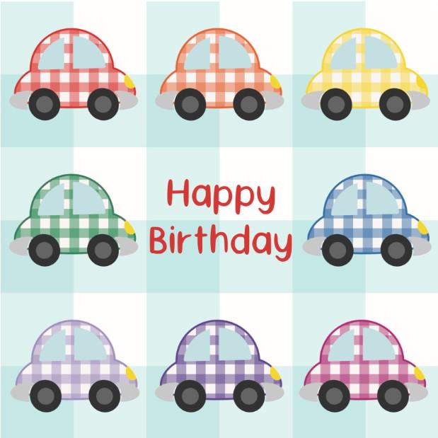 Rainbow cars birthday card