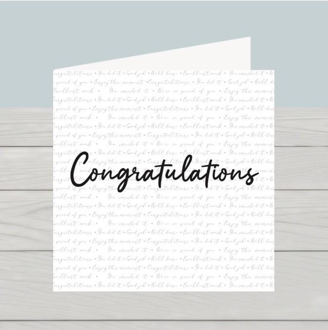 Elegant Congratulations Card for New Job, Home, Engagement