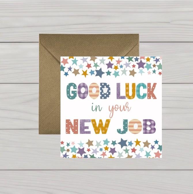 Multicoloured New Job Card: Good Luck Card for Him or Her