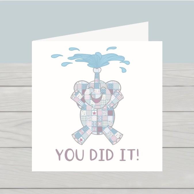 Congratulations card happy elephant