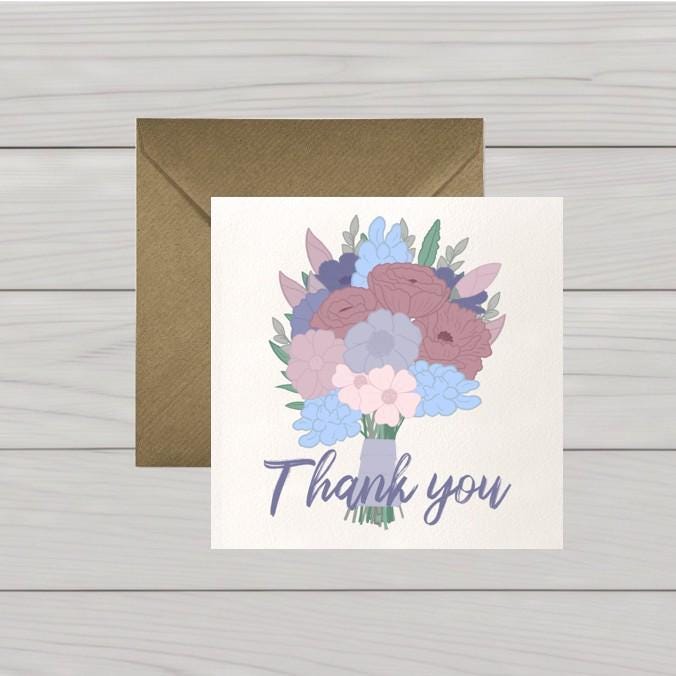 Flower Bouquet Thank You Card: Classic Appreciation Note