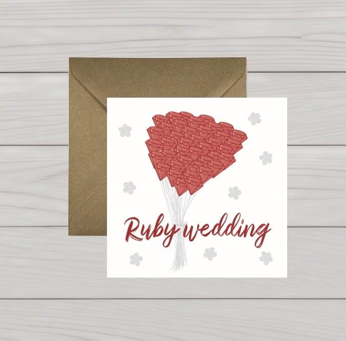 Ruby wedding anniversary card