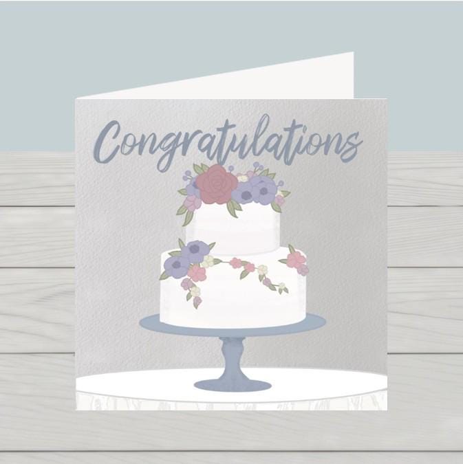 Congratulations Wedding card featuring tiered cake