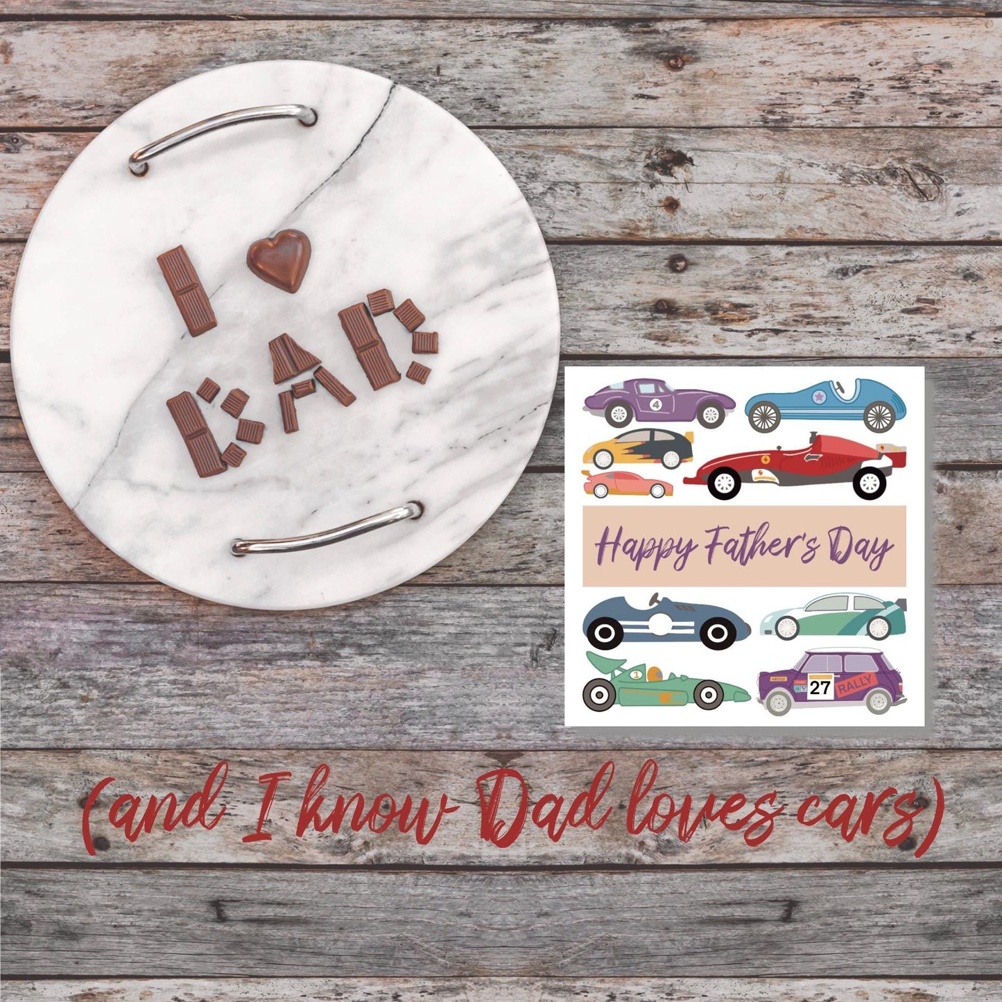 Classic Car Fathers Day Card: UK Printed, Blank Inside