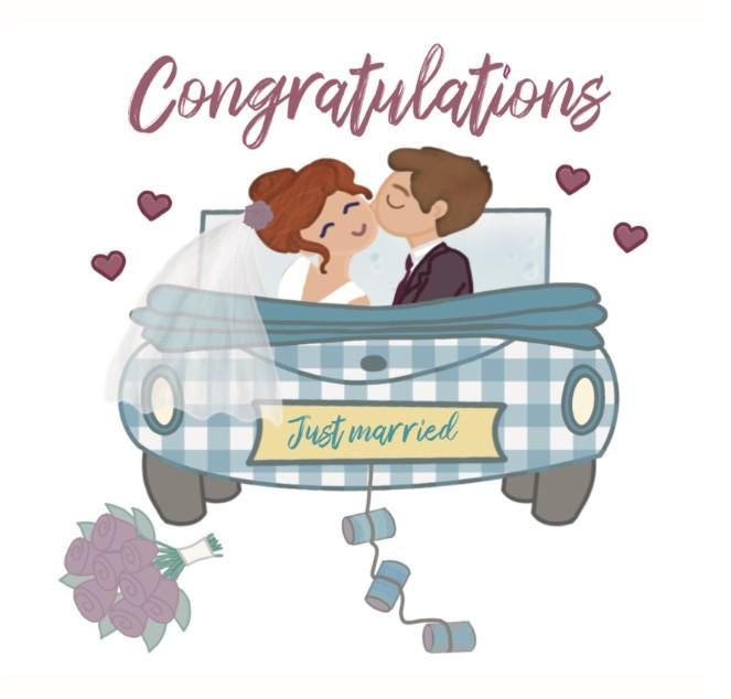 Wedding card: going away car