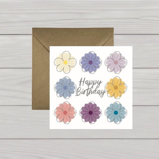 Flowers happy birthday card
