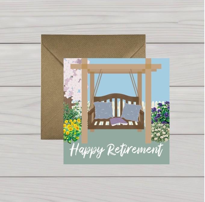 Happy Retirement Card: Garden bench