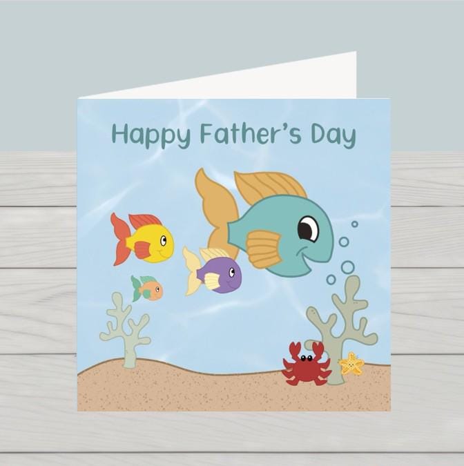 Fathers day card: fish family