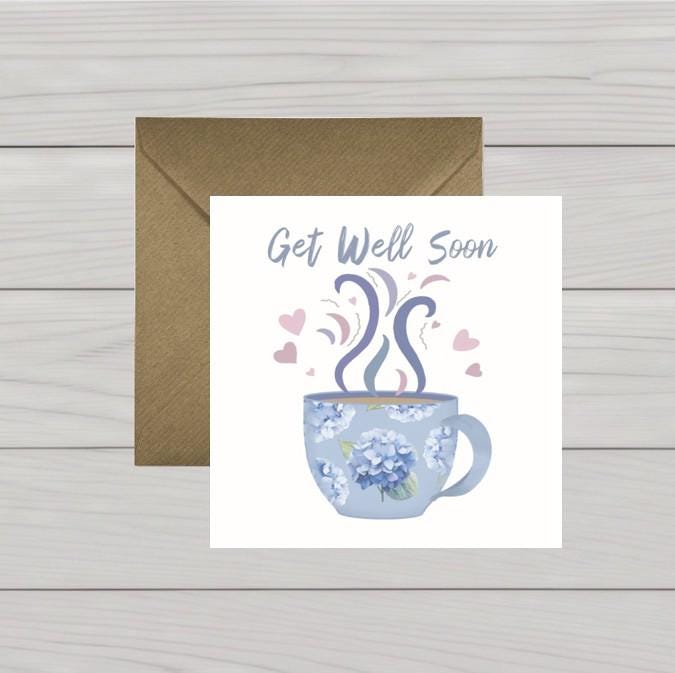 Get Well Soon Card: Comforting Tea Cup Design