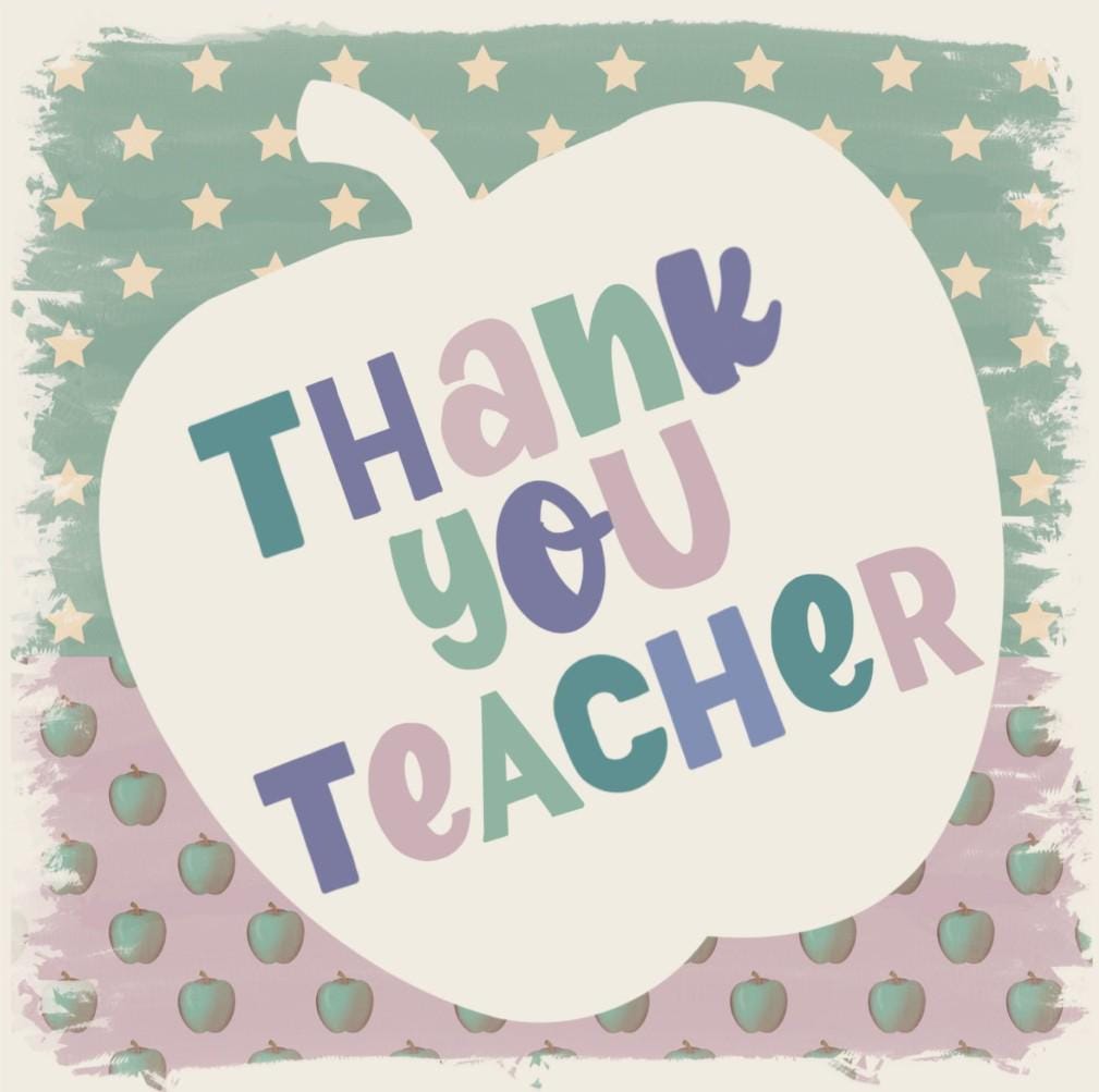Apple Thank You Teacher Card: Original Design, Kraft Envelope