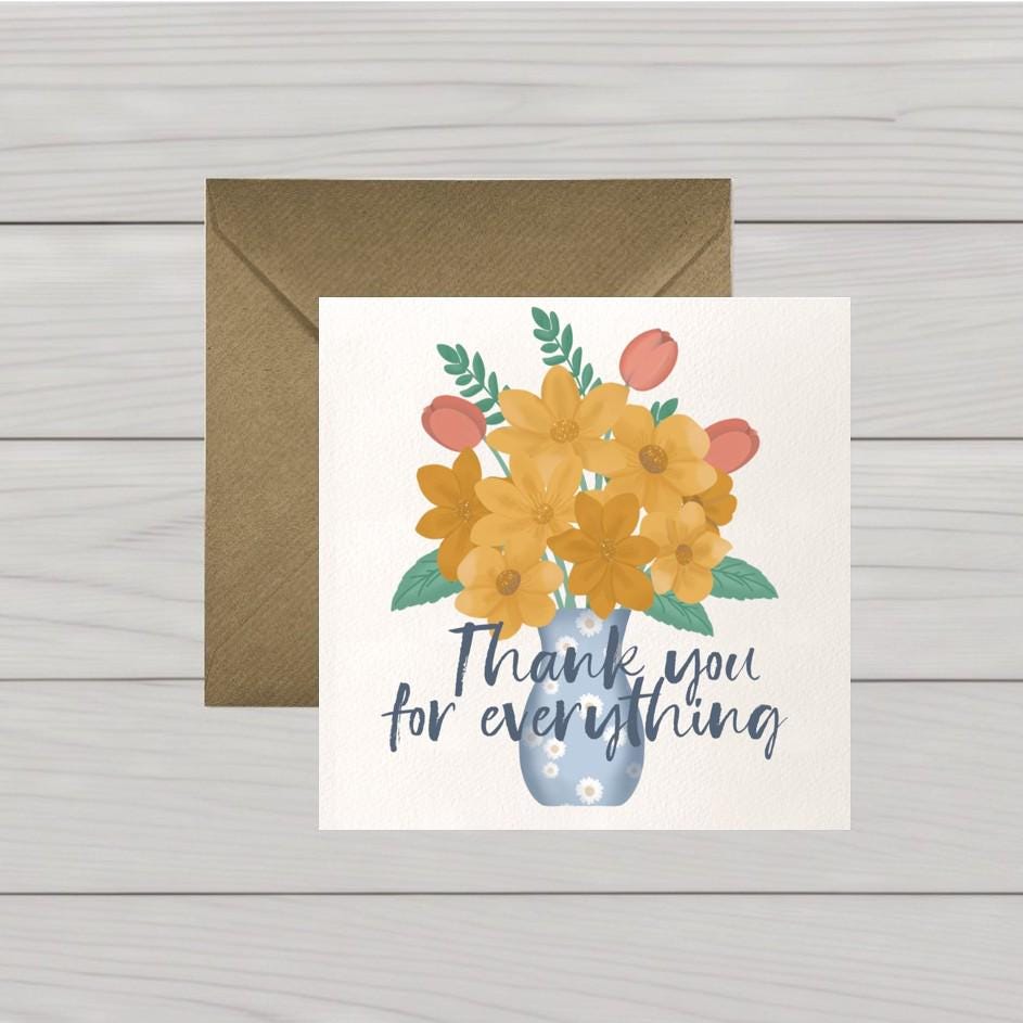 Vase of flowers thank you card