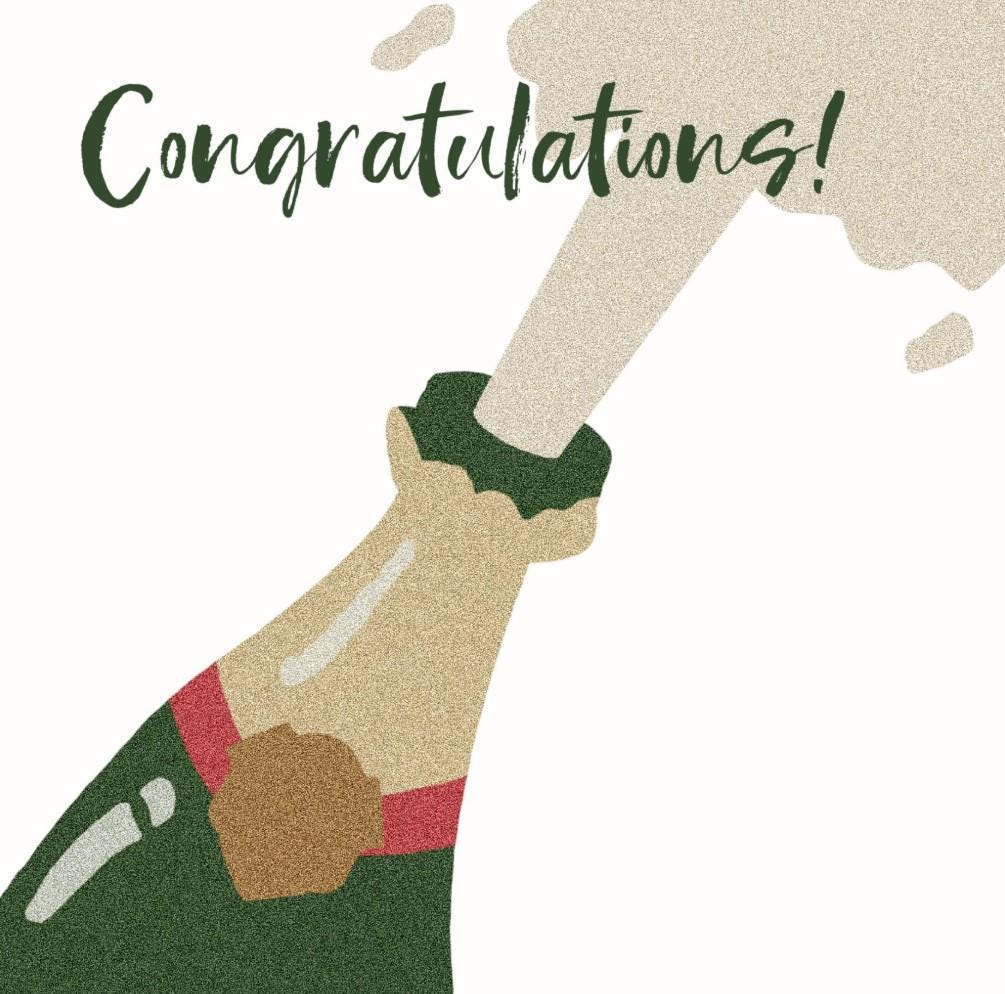 Congratulations Card: Champagne Fizz Design - New Job, New Home