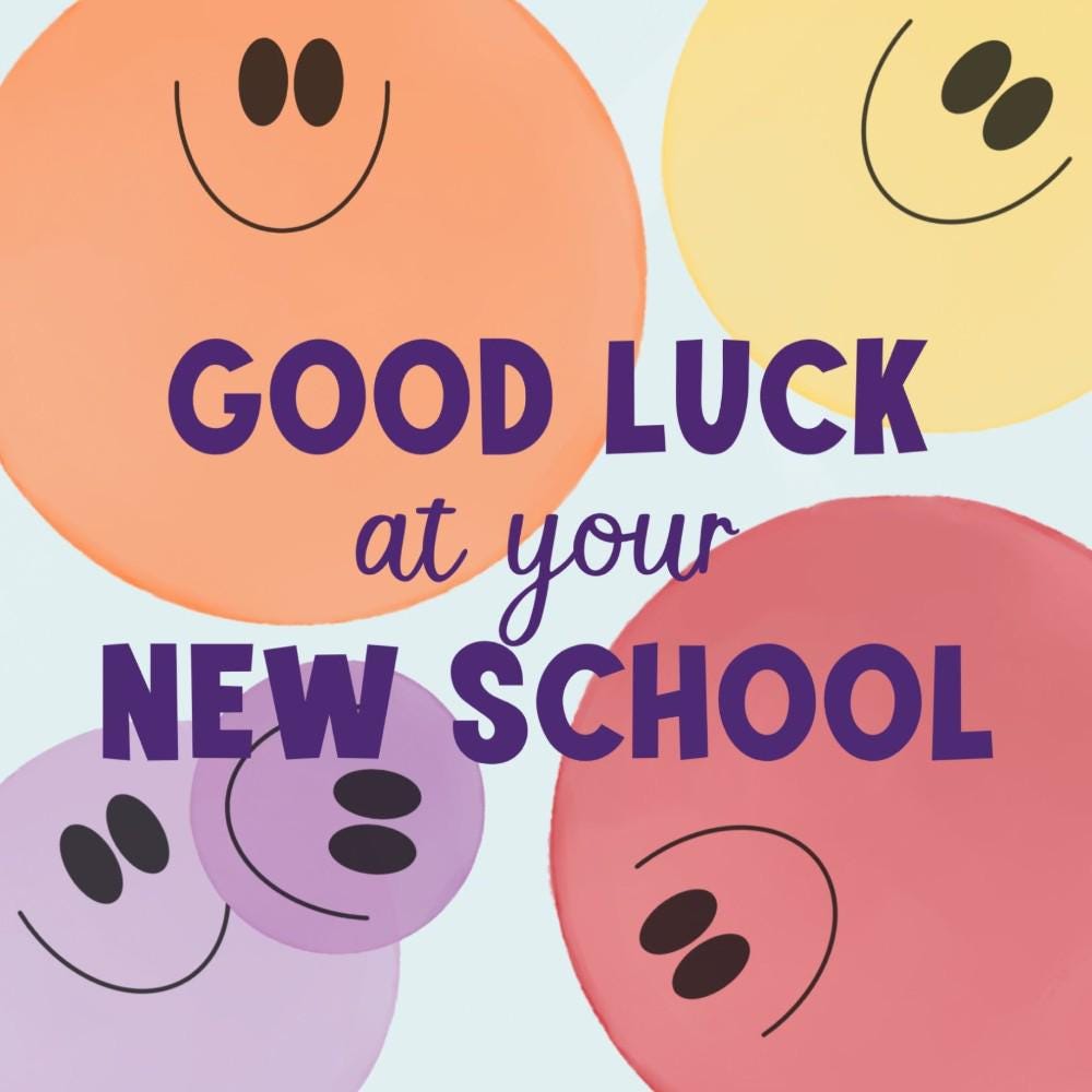 Good luck at your New School card smiley faces