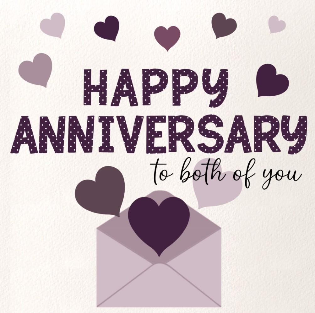 Love hearts wedding anniversary card