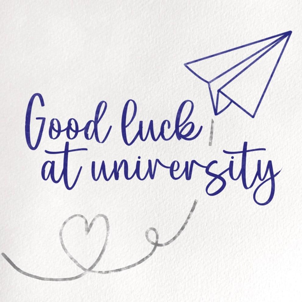 Good Luck at University card paper plane