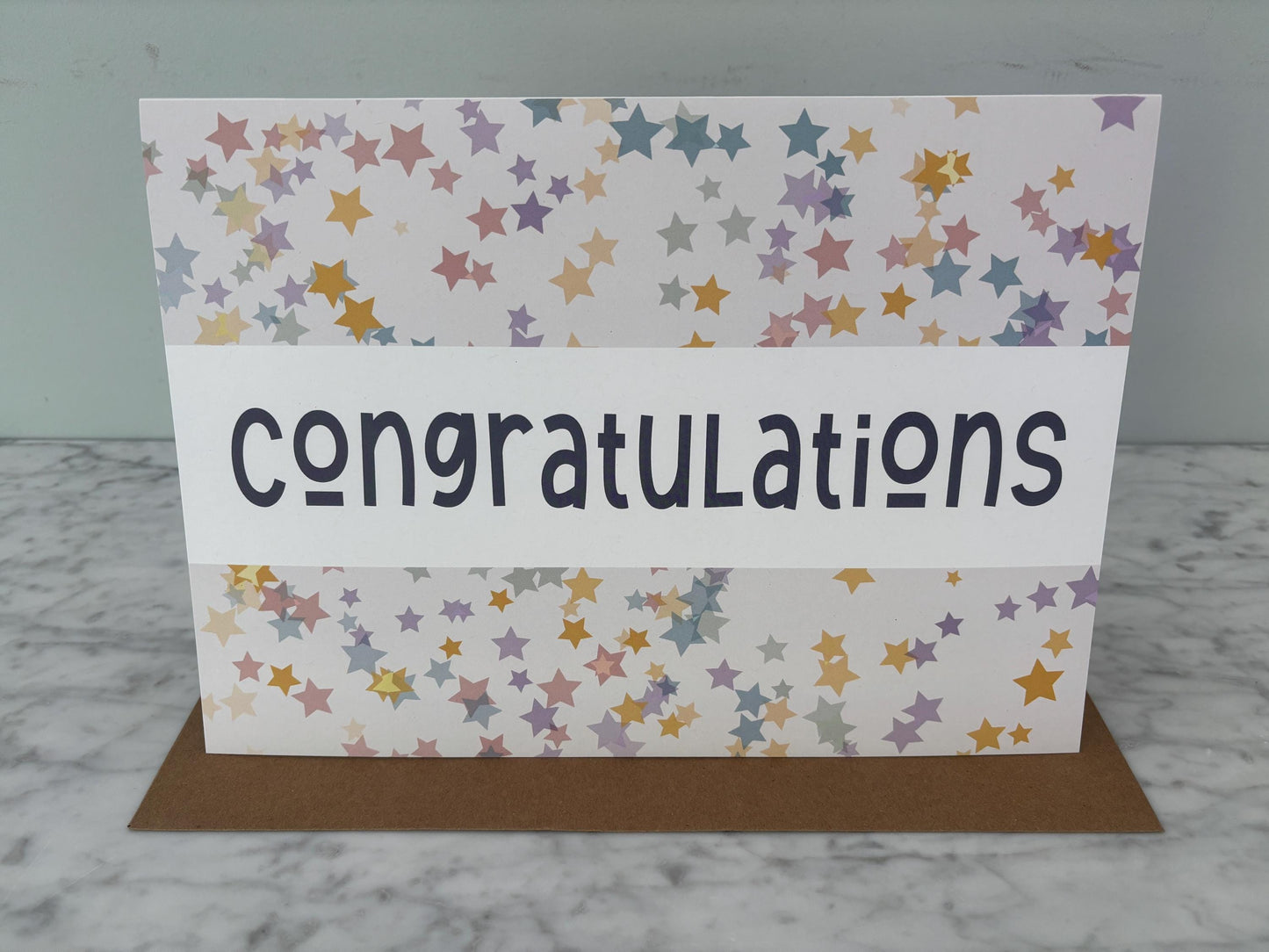 Congratulations colourful stars large A4 card
