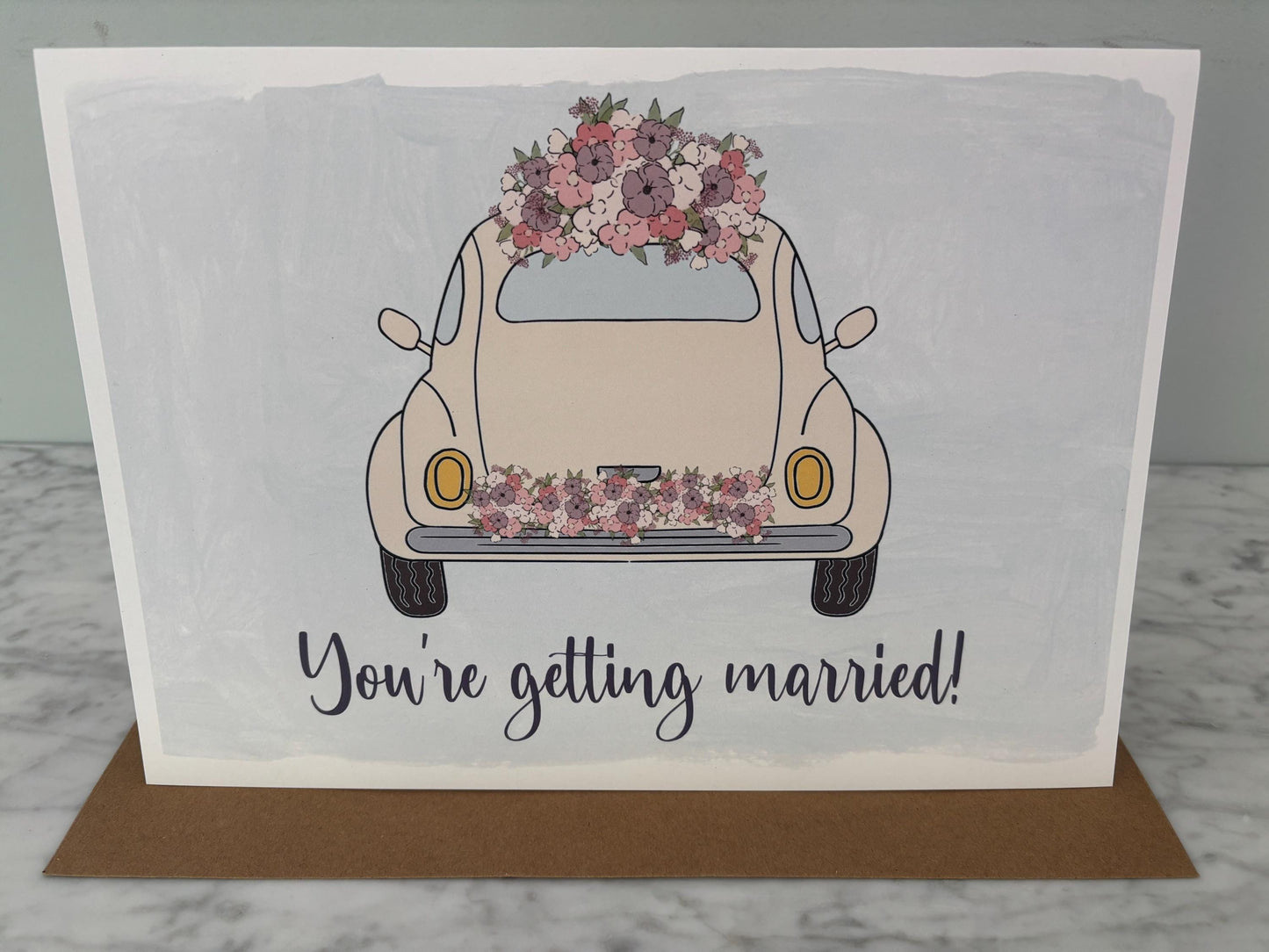 Wedding going away car large A4 card