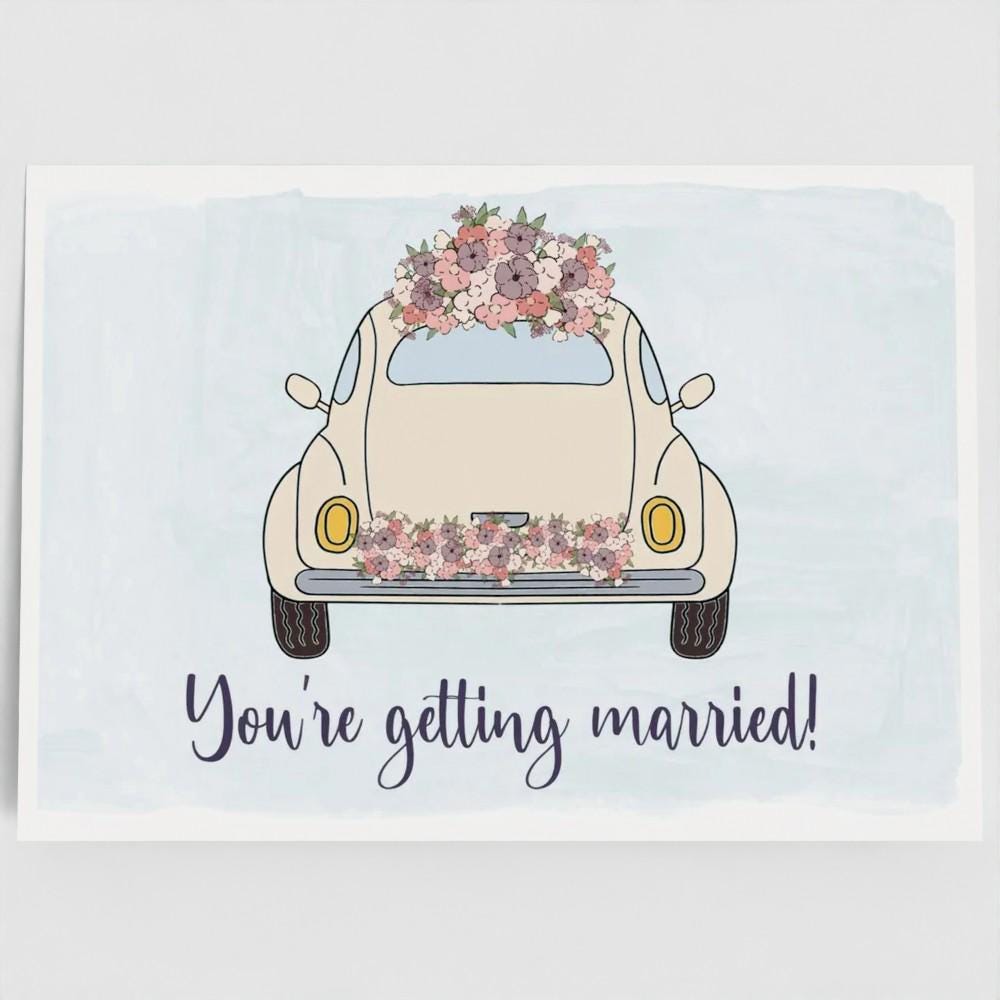 Wedding going away car large A4 card