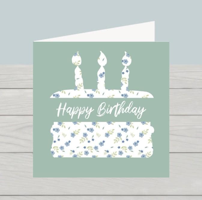 Green cake and candles