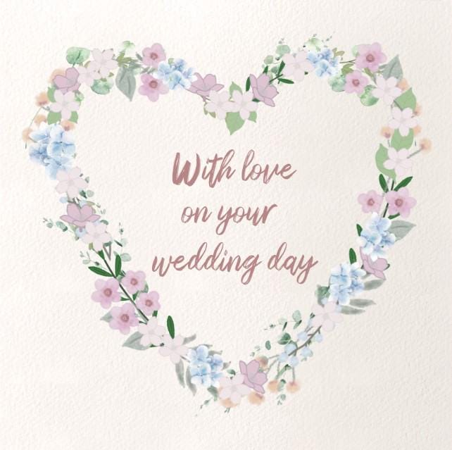 Heart of flowers wedding card