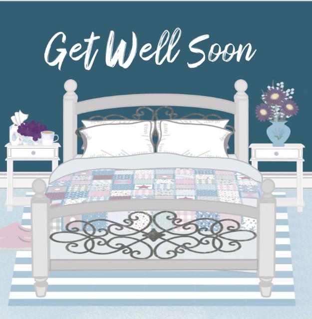 Relaxing bed get well soon card