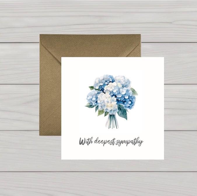 Blue hydrangea sympathy card