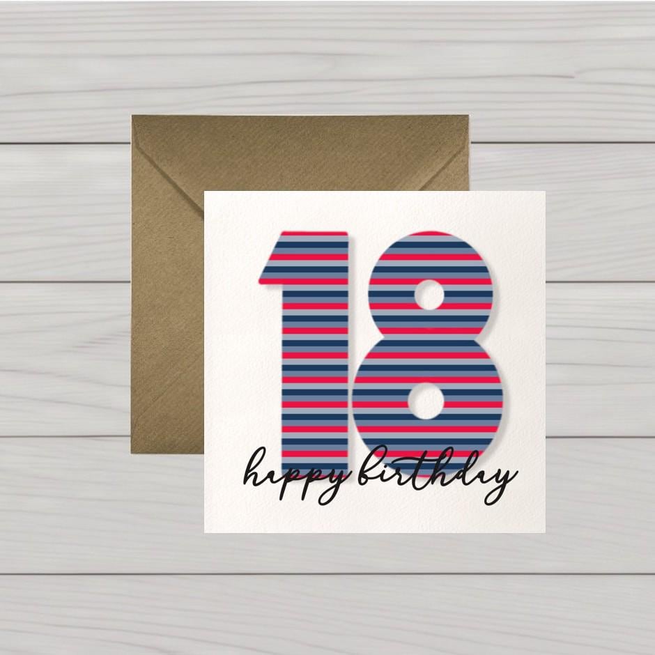 18th birthday red & blue stripes