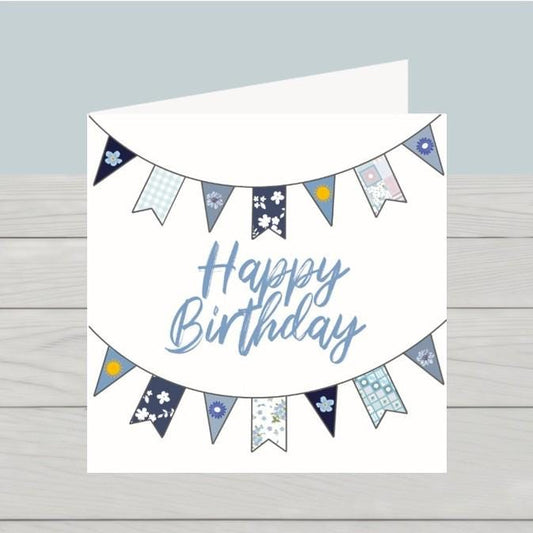 Blue bunting birthday card