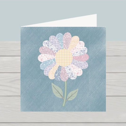 Patchwork daisy notecard