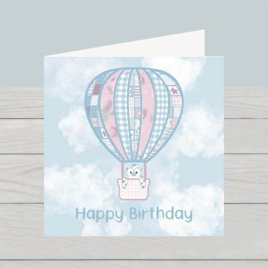 Aeronaut penguin birthday card