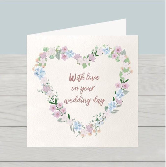 Heart of flowers wedding card