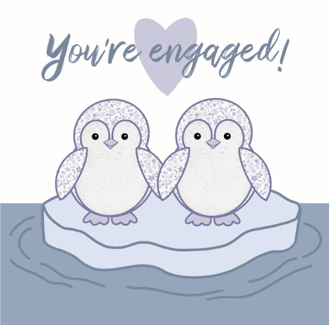 Two penguins engagement card
