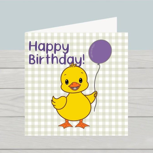 Yellow duckling birthday card