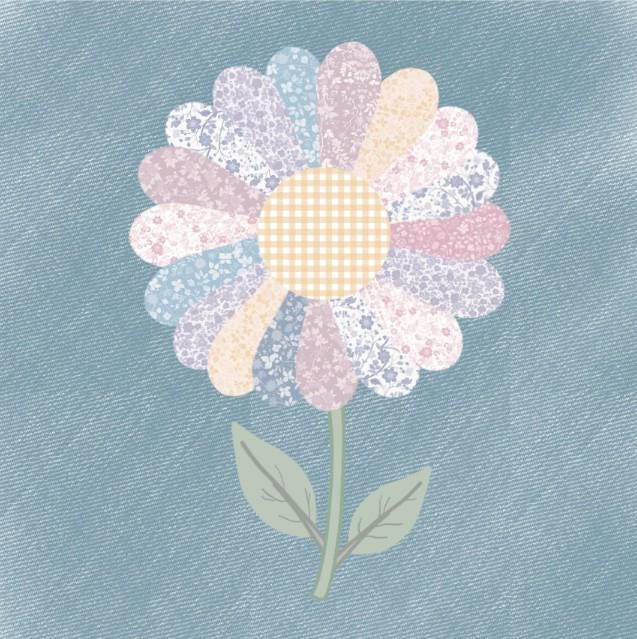 Patchwork daisy notecard
