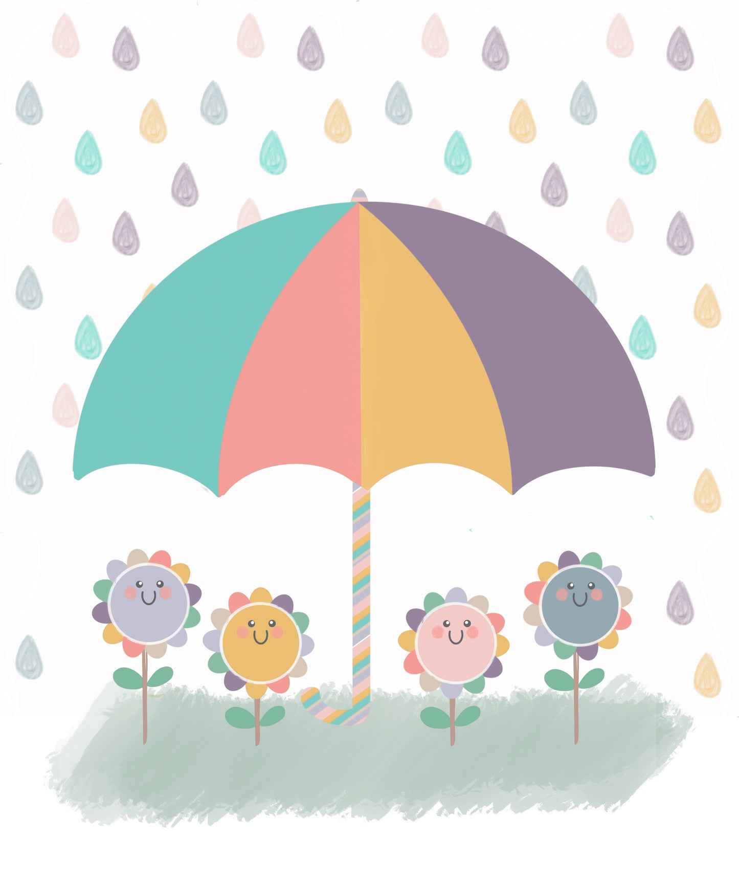 Retro rainbow series #2 flowers in the rain