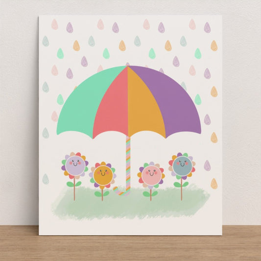 Retro rainbow series #2 flowers in the rain