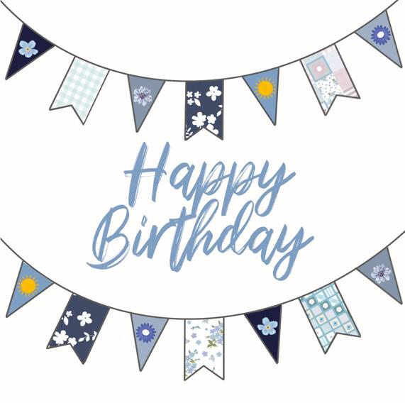 Blue bunting birthday card