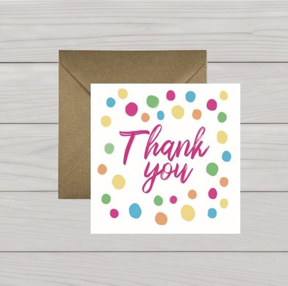 Dotty pink thank you card
