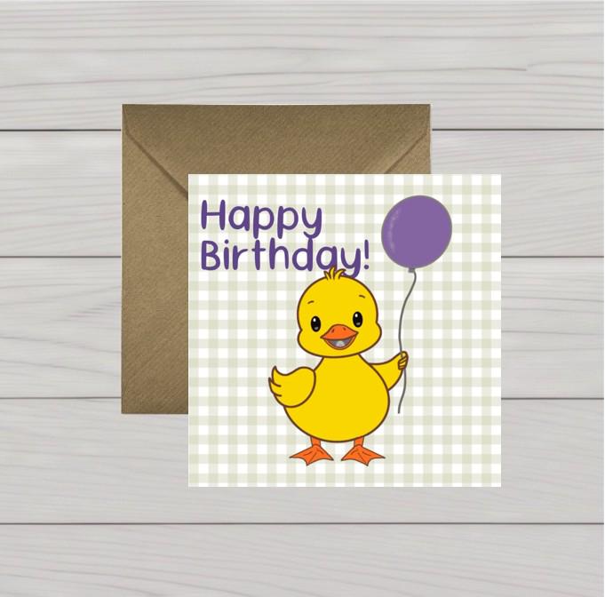 Yellow duckling birthday card