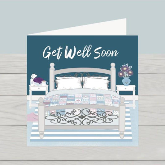 Relaxing bed get well soon card