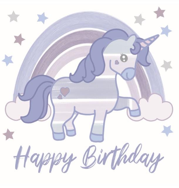 Rainbow unicorn birthday card