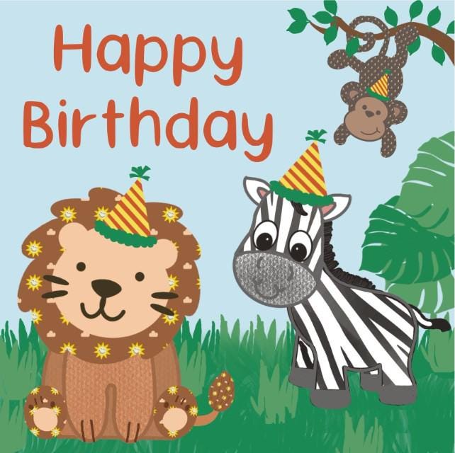 Jungle animals birthday card