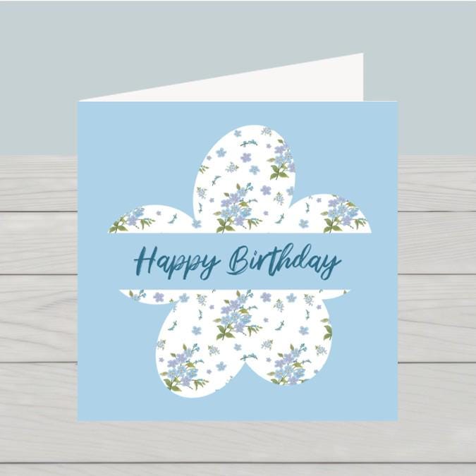 Blue flower birthday card