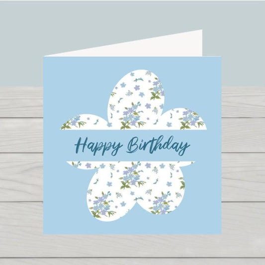Blue flower birthday card
