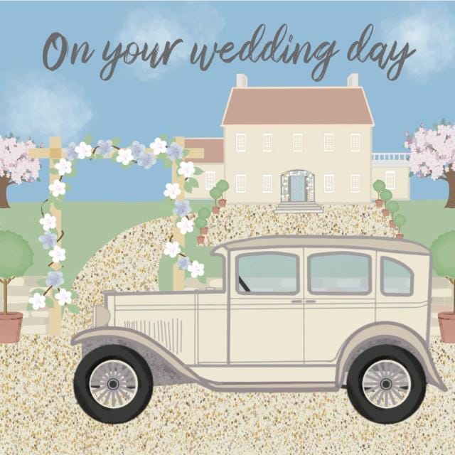 Wedding Card: Original Design with classic car