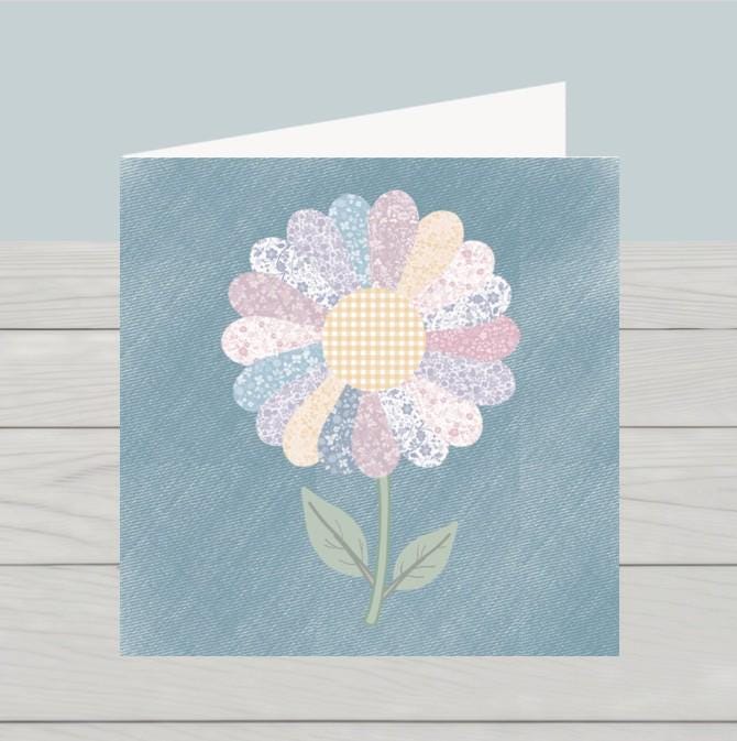Blue Flower Note Card: Blank Greetings Card with Kraft Envelope